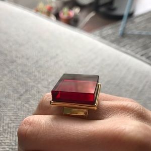 Trina Turk Red cocktail ring with gold hardware